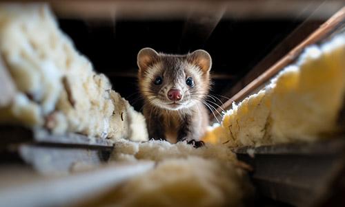 Banner Marder auf dem Dachbiden