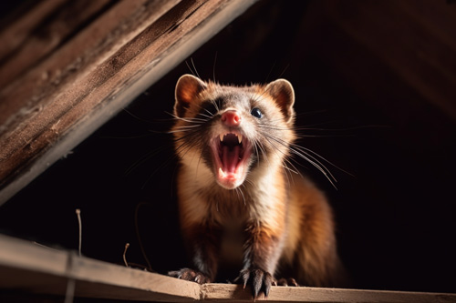 Marde auf Dachboden faucht